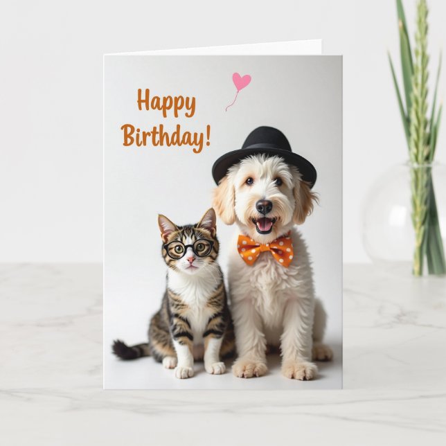 Playful Pet Birthday Card (Front)