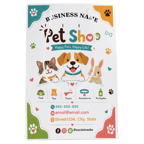 Playful Pet Shop Custom Logo Paper Shopping Bag