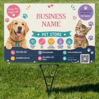 Playful Pet Store Advertising Custom Yard Sign