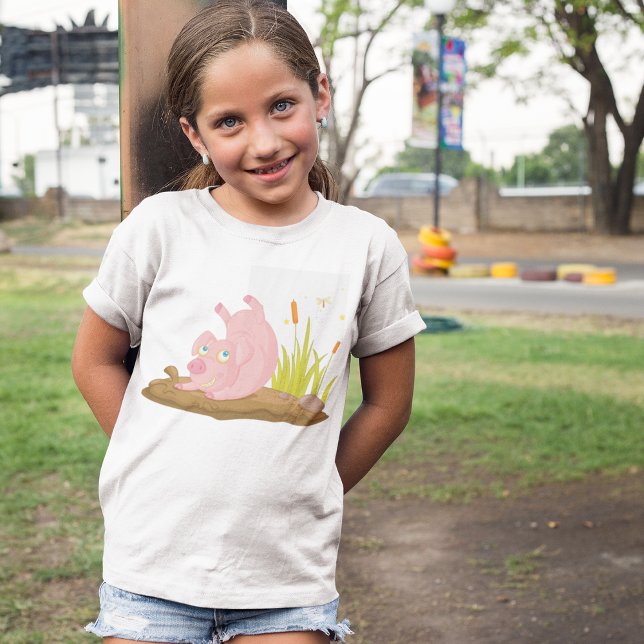 Playful Pig in Mud Funny Farm Animal T-Shirt (Creator Uploaded)