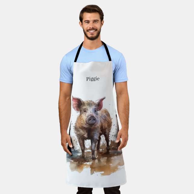 Playful Piglet, custom Apron (Worn)