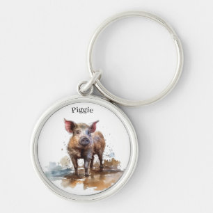 Playful Piglet, custom Keychain