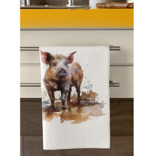 Playful Piglet, custom Kitchen Towel