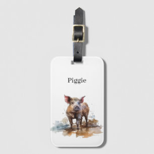 Playful Piglet, custom Luggage Tag