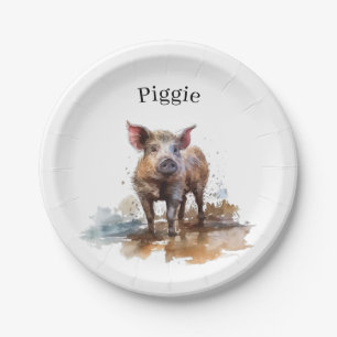 Playful Piglet, custom Paper Plates