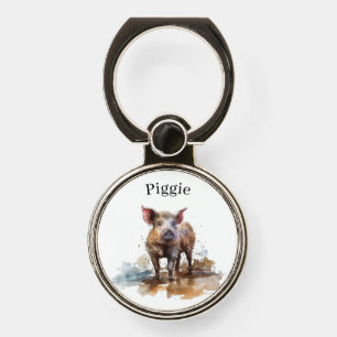 Playful Piglet, custom Phone Ring Stand