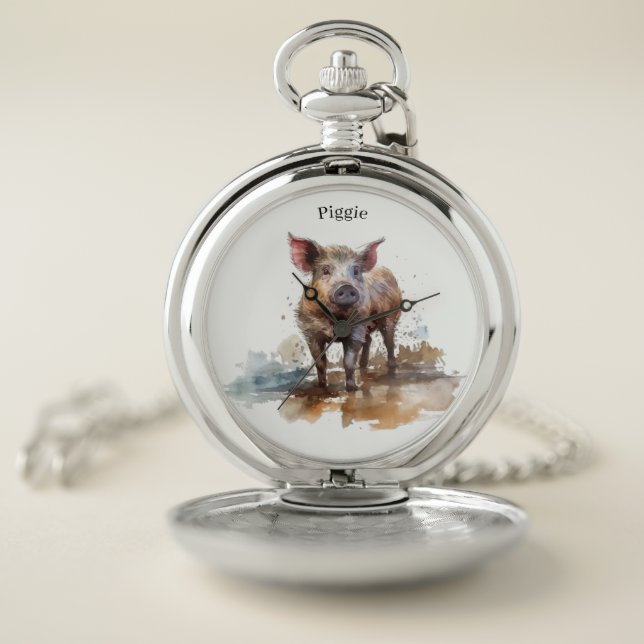Playful Piglet, custom Pocket Watch (Inside)