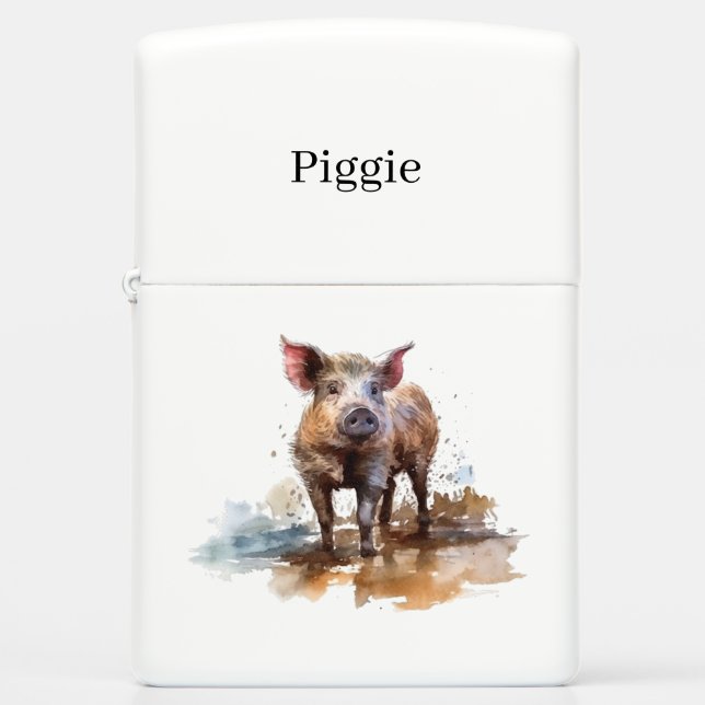 Playful Piglet, custom Zippo Lighter (Front)