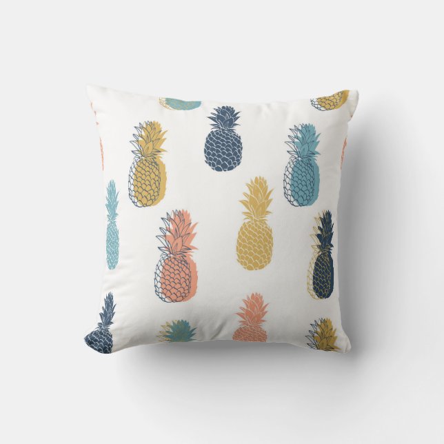 Playful Pineapple Pattern Throw Pillow (Front)