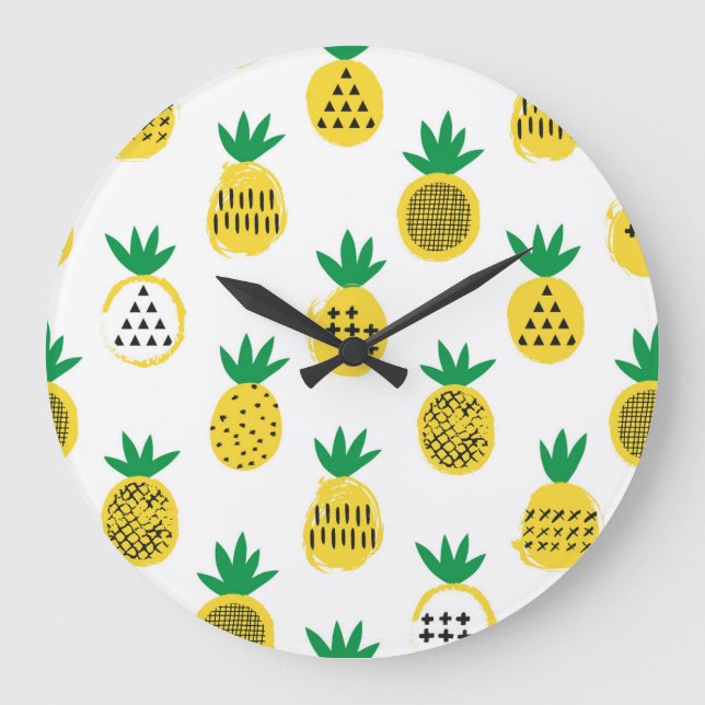 Playful Pineapples: Kid-Friendly Vintage Large Clock (Front)