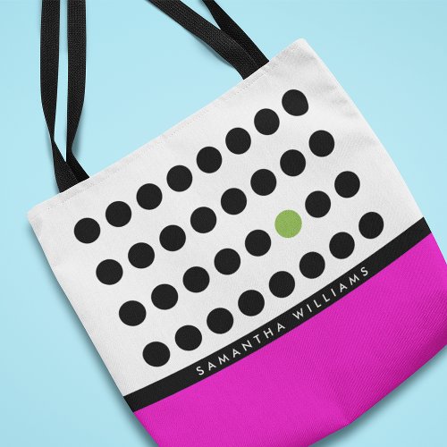 Playful Pink and Black Polka Dots Personalized Tote Bag