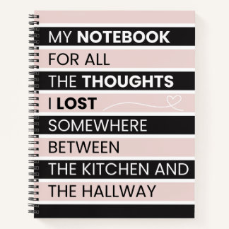 Playful Pink & Black Stripes Notebook