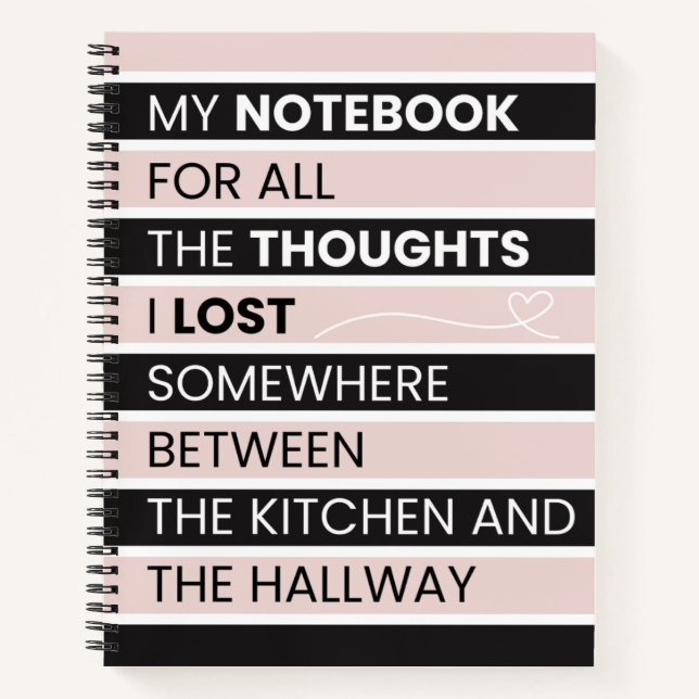  Playful Pink & Black Stripes  Notebook (Front)