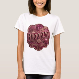 Playful Pink BROOKLYN Text Design T-Shirt