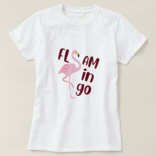 Playful Pink Flamingo Typography Art T-Shirt