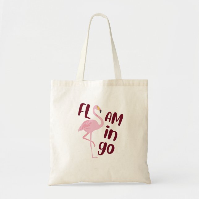 Playful Pink Flamingo Typography Art Tote Bag (Front)