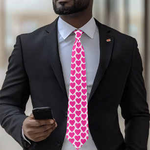 Playful  Pink Fuchsia Hearts Valentine Pattern  Neck Tie