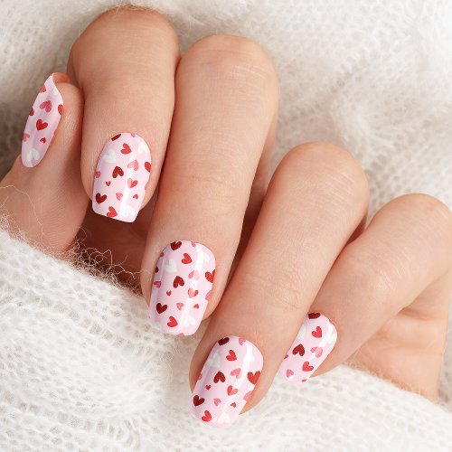 Playful Pink Hearts Minx Nail Art