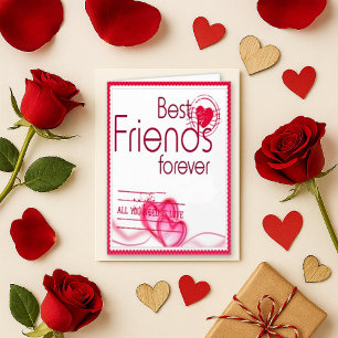 Playful Pink Red Friendship Heart Valentine Holiday Card
