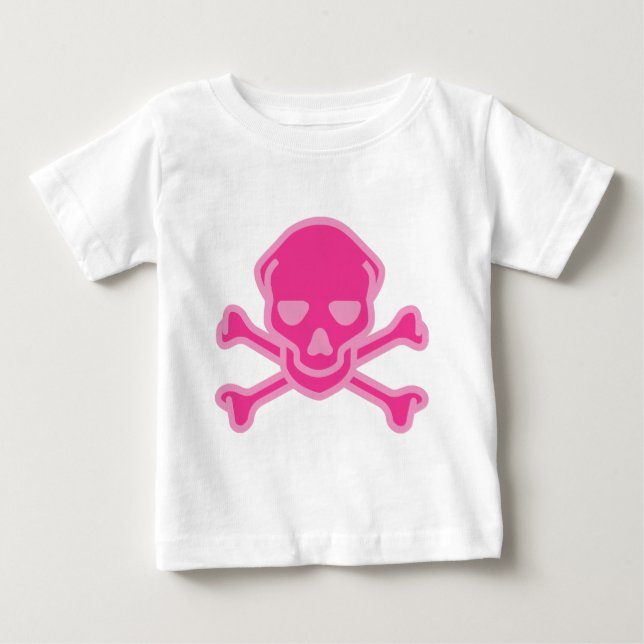Playful Pink Skull Crossbones Infant Baby T-Shirt (Front)