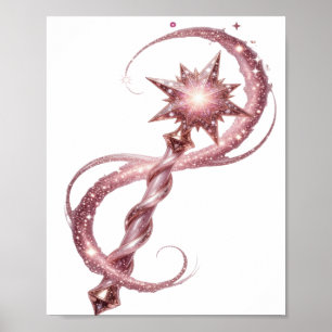 Playful Pink STAR WAND Text Design Poster