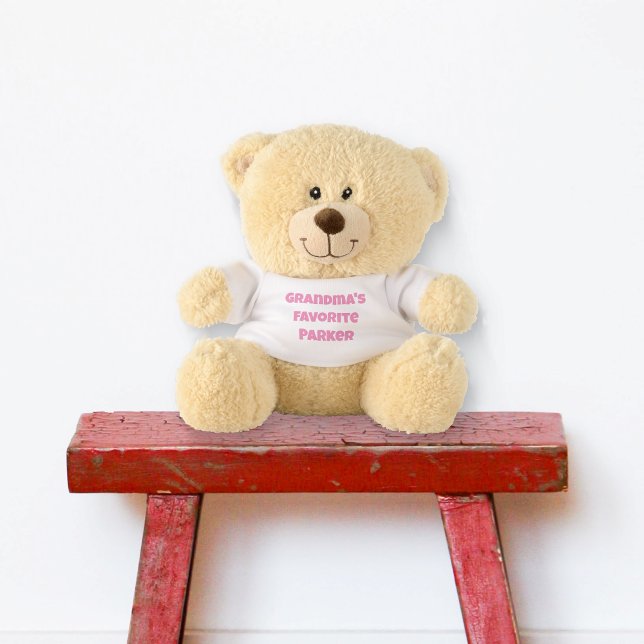Playful Pink Text 'Grandma's Favorite' Teddy Bear (Creator Uploaded)