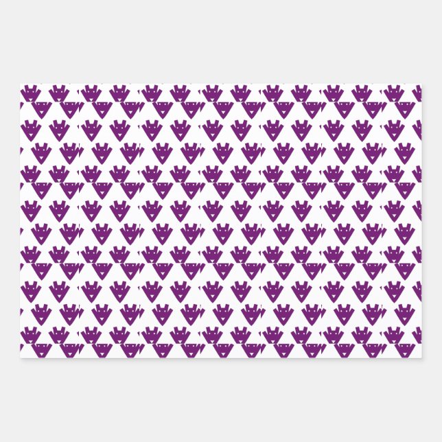 Playful Pixel Faces – Retro-Inspired Geometric Cha Wrapping Paper Sheets (Front)