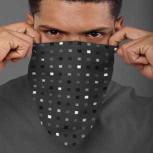  Playful Pixels Check Gray Black Pattern Bandana