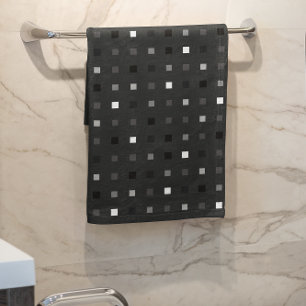 Playful Pixels Check Gray Black Pattern Bath Towel Set
