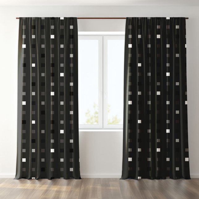  Playful Pixels Check Gray Black Pattern Blackout Curtains (Creator Uploaded)