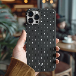  Playful Pixels Check Gray Black Pattern iPhone 16 Pro Case