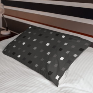  Playful Pixels Check Gray Black Pattern Pillow Case