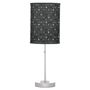 Playful Pixels Check Gray Black Pattern Table Lamp