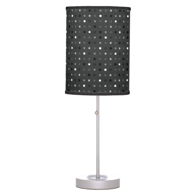  Playful Pixels Check Gray Black Pattern Table Lamp (Front)