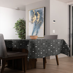  Playful Pixels Check Gray Black Pattern Tablecloth