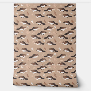 Playful Platypus Pattern Wallpaper