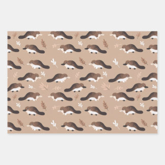 Playful Platypus Pattern Wrapping Paper Sheets