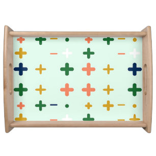 Playful Plus Signs Geometric Retro Pattern Serving Tray