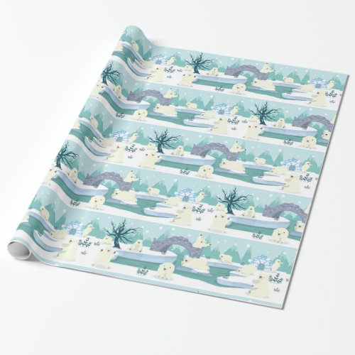 Playful Polar Bears Wrapping Paper