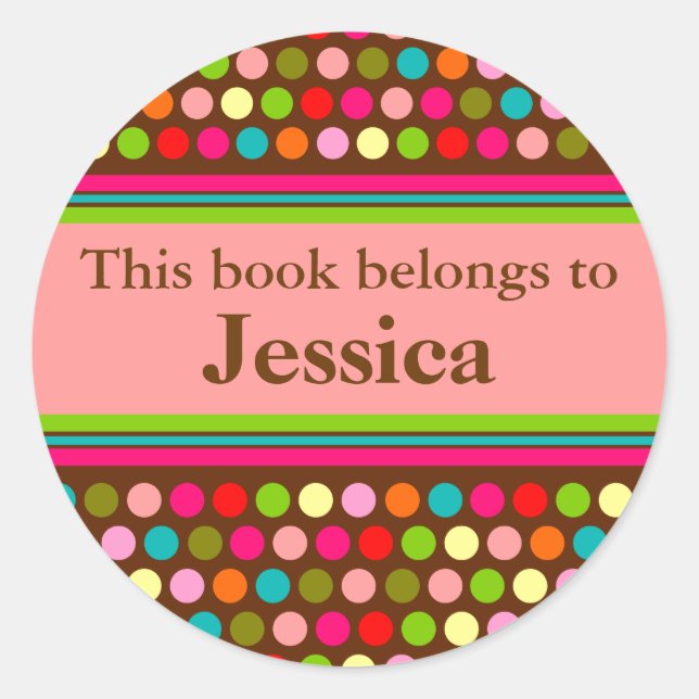 Playful Polka Dots Book Label (Front)