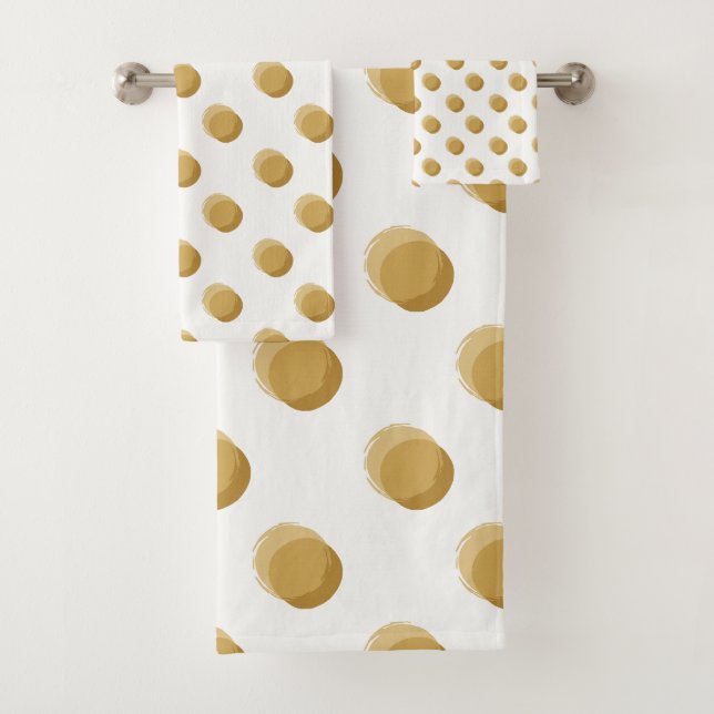 Playful Polka Dots Yellow Mustard Bath Towel Set (Insitu)