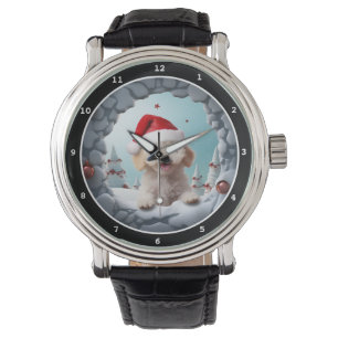 Playful Poodle Dog Winter Holiday Image Watch