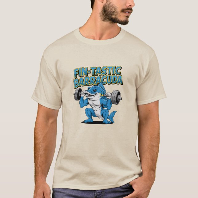 Playful Predators: Funny Barracuda Designs T-Shirt (Front)