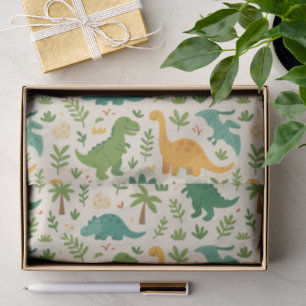 Playful Prehistoric Dinosaur Pattern Cheerful Kids Tissue Paper