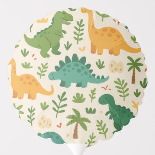 Playful Prehistoric Dinosaur Pattern Kids Birthday Balloon