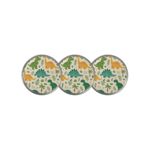 Playful Prehistoric Dinosaur Pattern Kids Birthday Golf Ball Marker