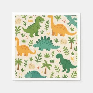 Playful Prehistoric Dinosaur Pattern Kids Birthday Napkins