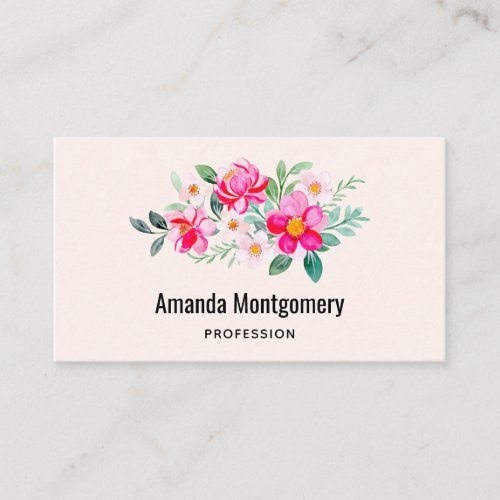 Playful Pretty Pink Flower Bouquet Business Card