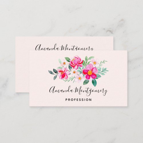 Playful Pretty Pink Flower Bouquet Business Card