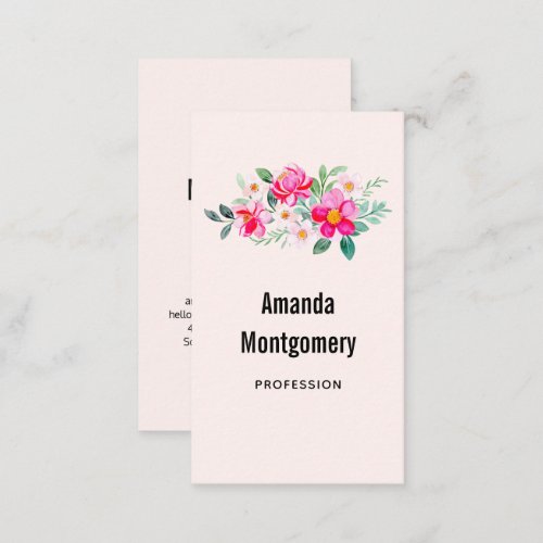 Playful Pretty Pink Flower Bouquet Business Card